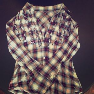 Button Up, Mini Fringe, women Flannel